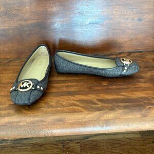 Michael Kors Fulton MK Signature Moccasin Brown Flat Shoes Women's Size 10